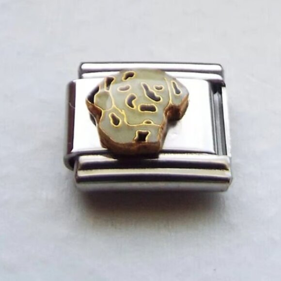 Enamel Dalmatian dog face 9mm stainless steel italian charm bracelet link new - Picture 1 of 2
